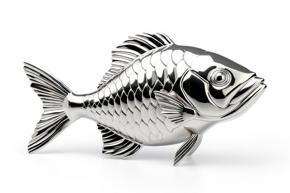 Fish Chrome material animal white background monochrome.