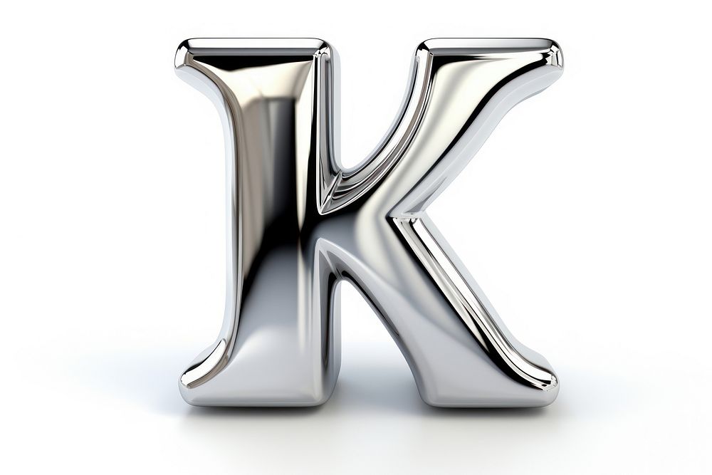 K letter shape Chrome material text white background weaponry.