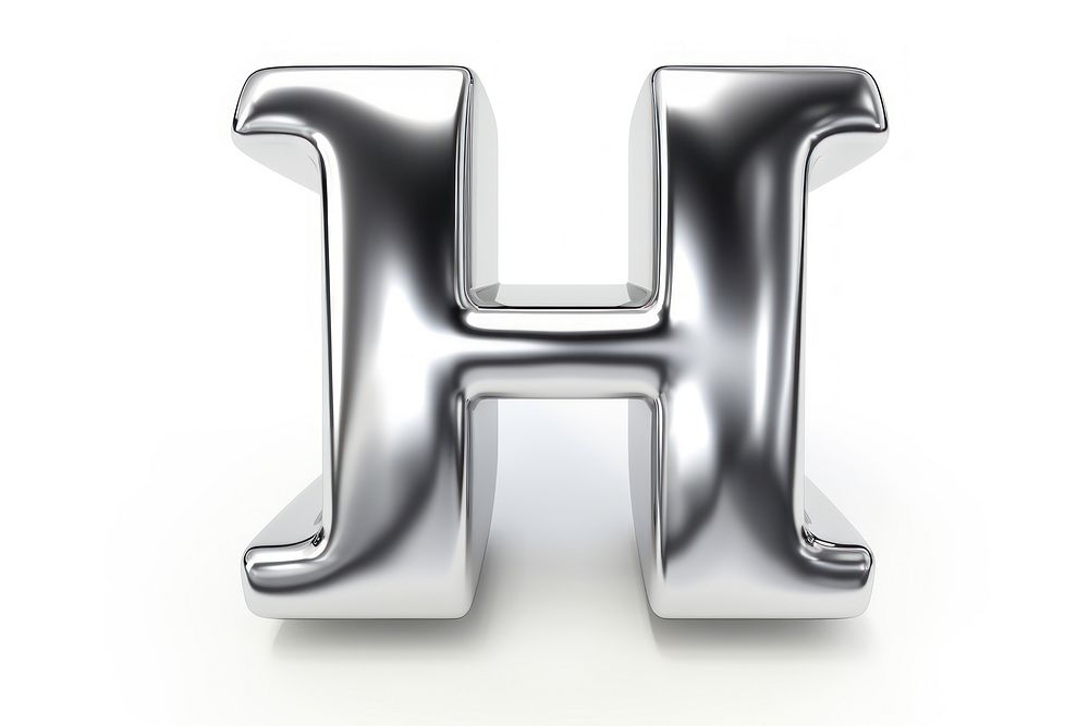 H letter shape Chrome material text white background furniture.