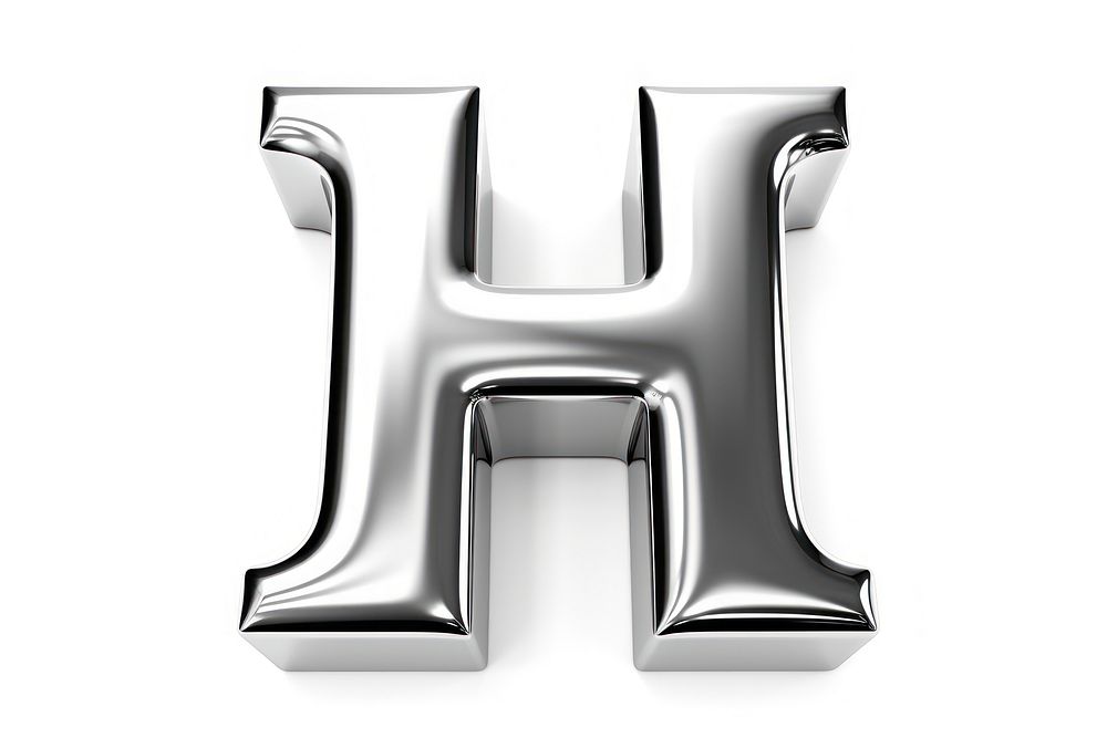 H letter shape Chrome material text white background alphabet.