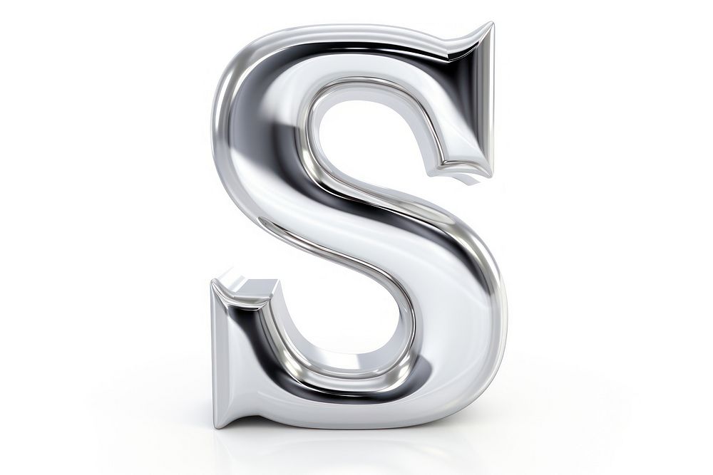 S letter shape Chrome material number text white background.