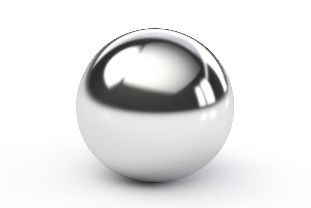 Round shape Chrome material sphere white background accessories.