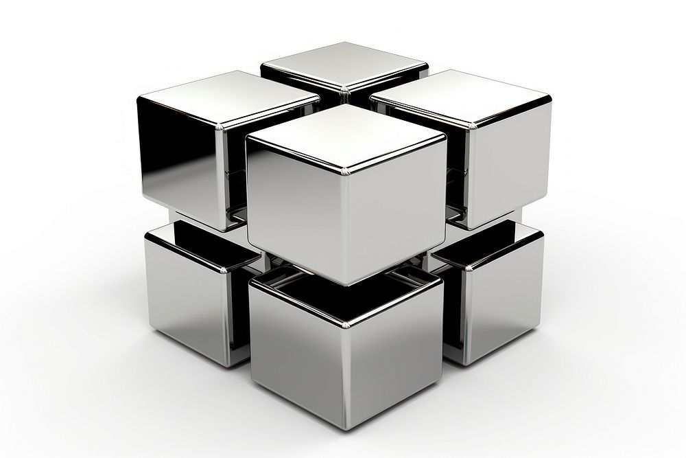 Thinking box Chrome material toy white background container.