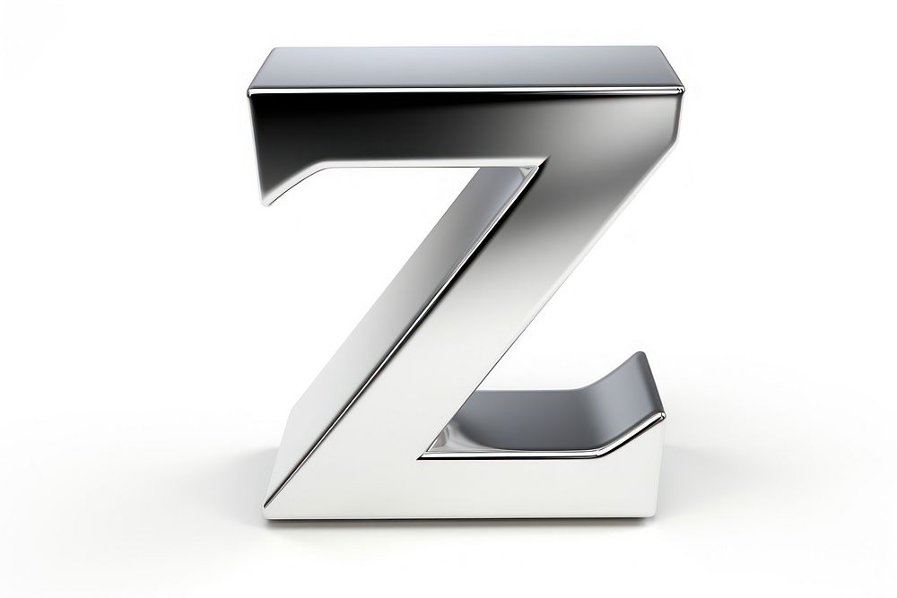 Z letter shape Chrome material text white background letterbox.