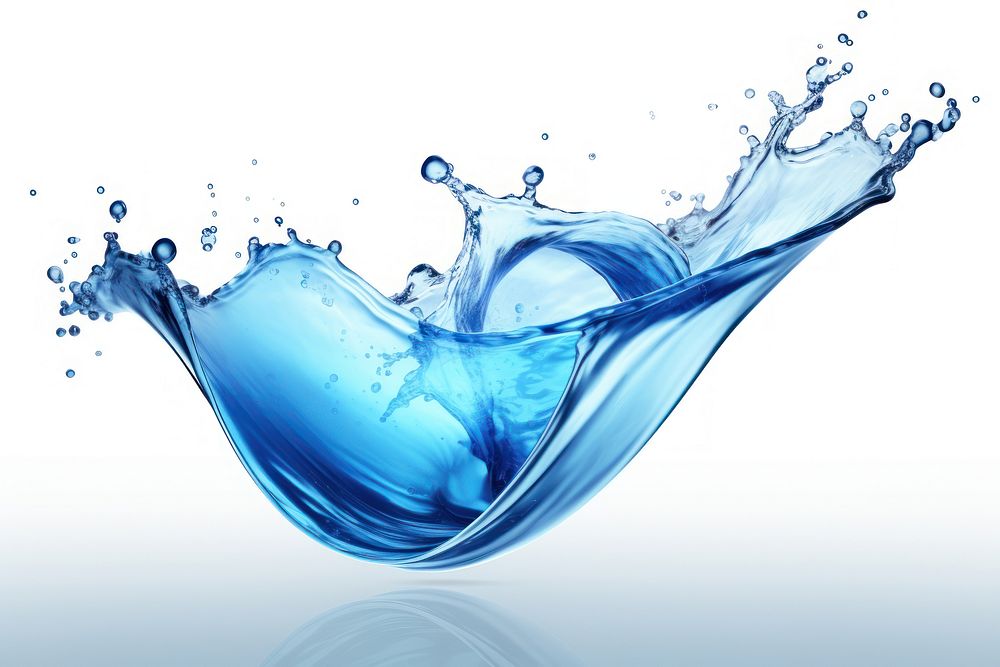 Blue water splashes falling bubble aqua.