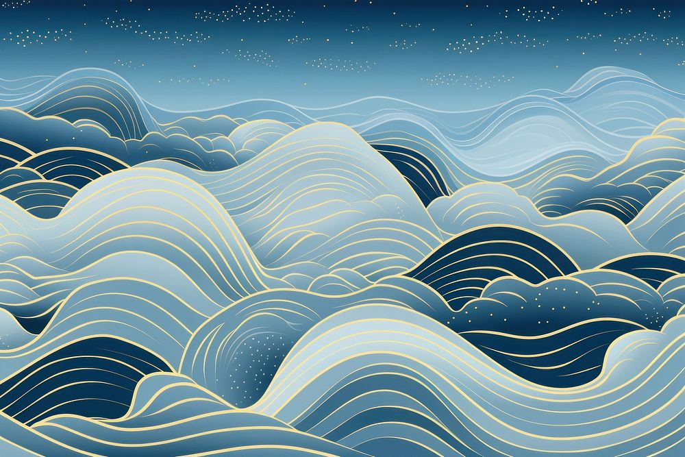 Blue gold water wave line pattern background backgrounds outdoors nature.