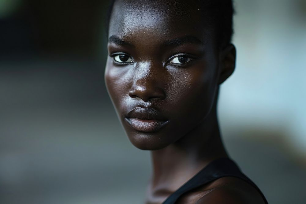 Black female model portrait black skin. AI generated Image by rawpixel.