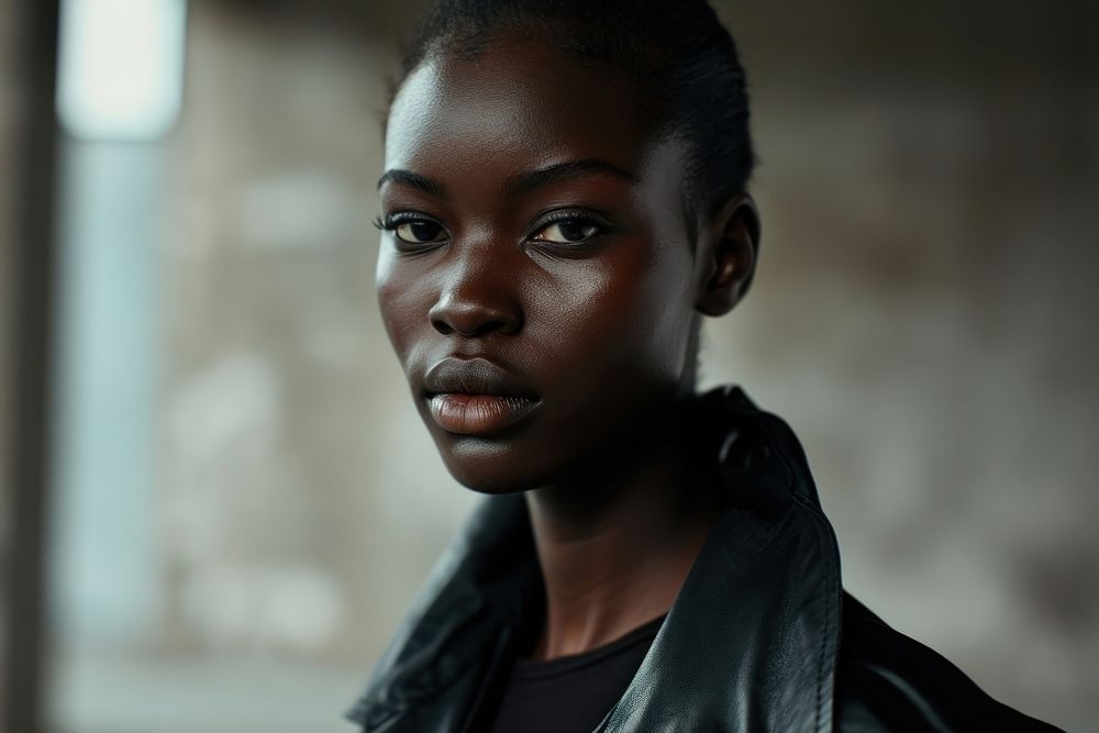 Black female model portrait black contemplation. AI generated Image by rawpixel.