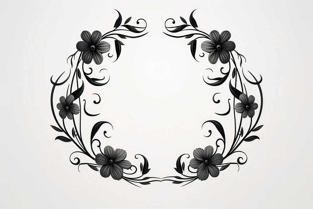 Wreath pattern black calligraphy.