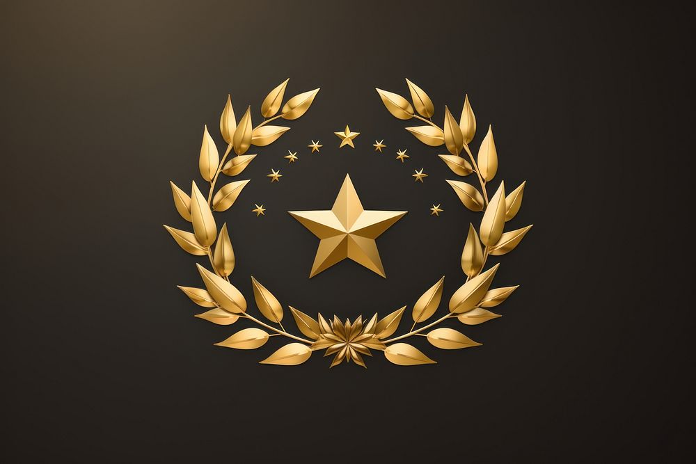 Wreath gold logo symbol.