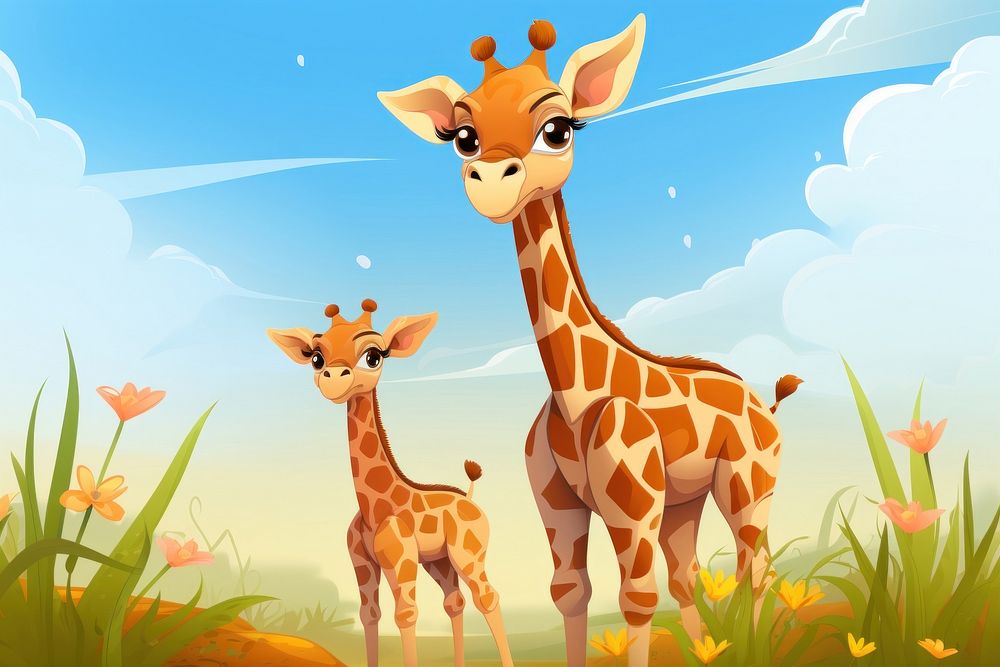 Giraffe giraffe wildlife cartoon.