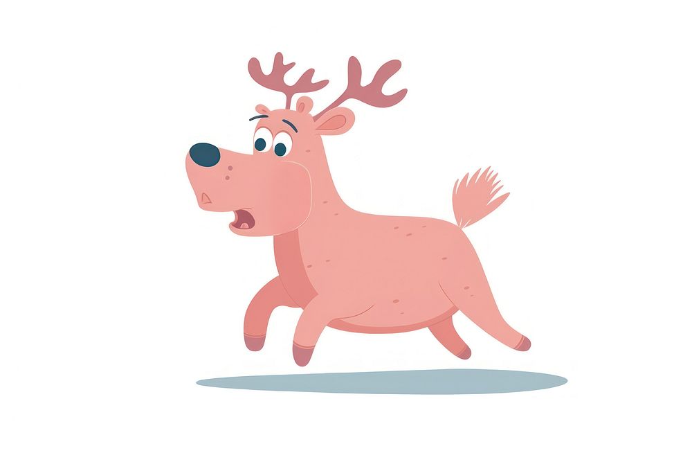 Reindeer Running cartoon drawing animal.