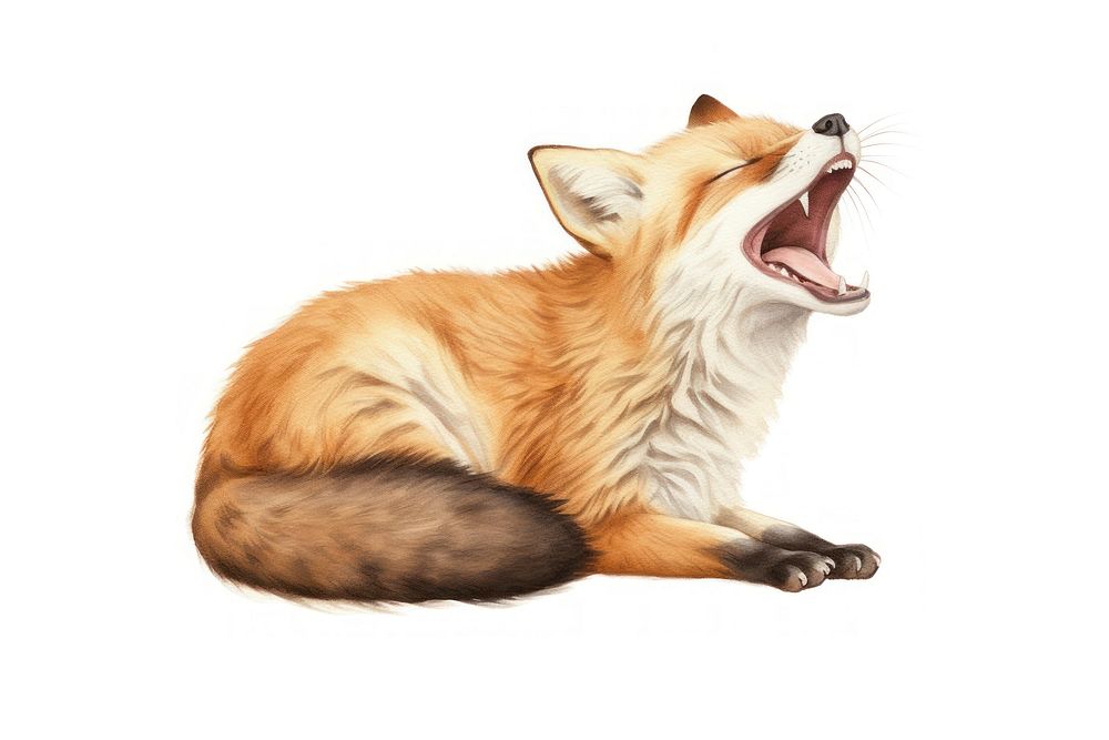 Fox yawn fox mammal animal. AI generated Image by rawpixel.