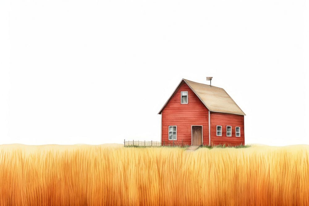 Tiny red barn house in field architecture building outdoors. AI generated Image by rawpixel.