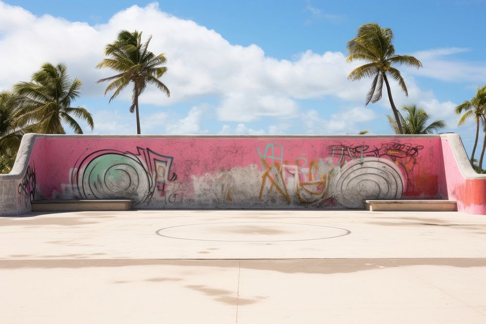 Graffiti beach tree architecture.