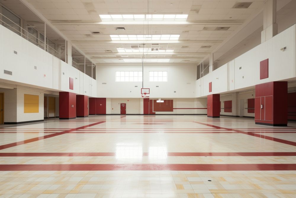 Empty conway high school basketball sports floor.