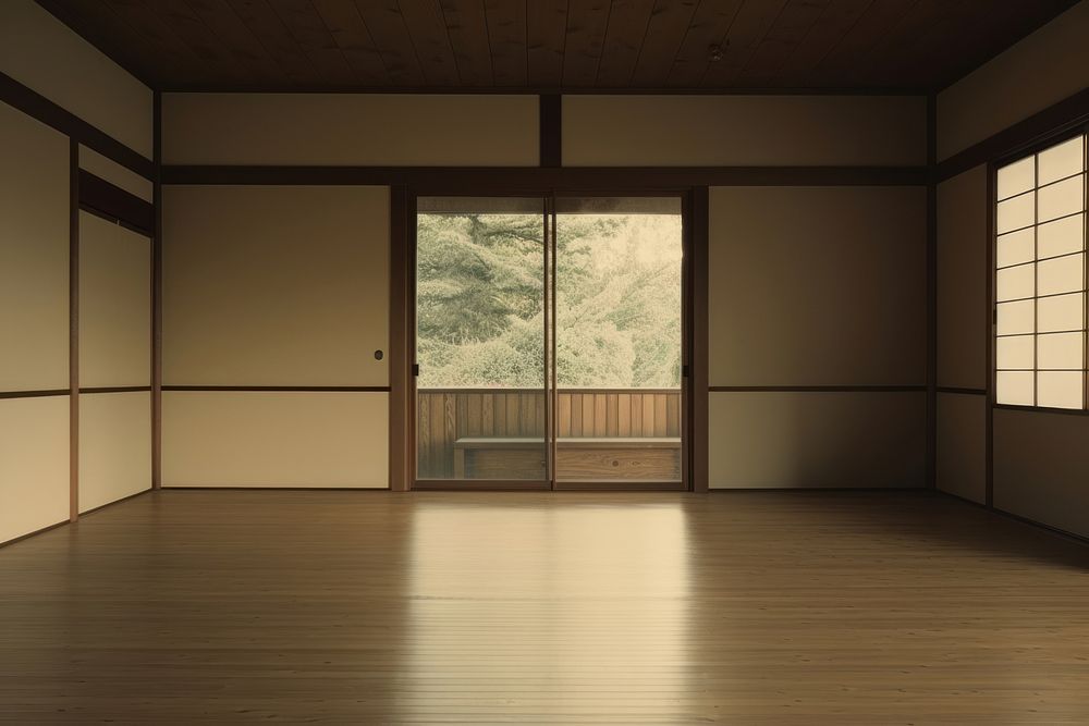 Empty japanese house architecture flooring building.