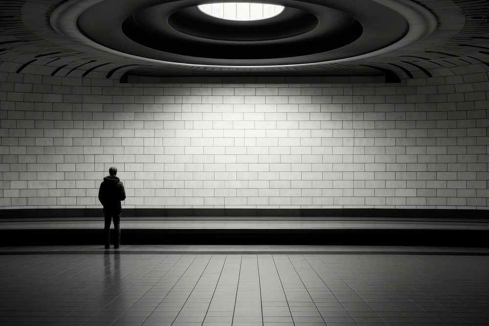 Empty metro station architecture silhouette building.