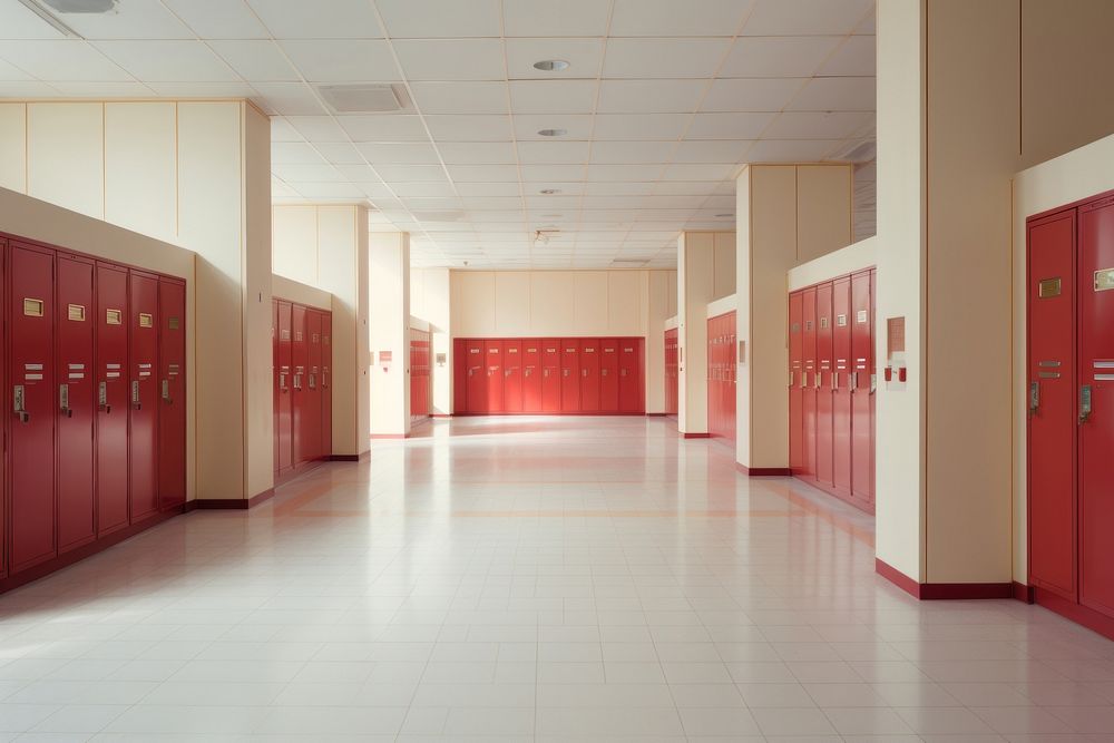 Hallway school locker floor.