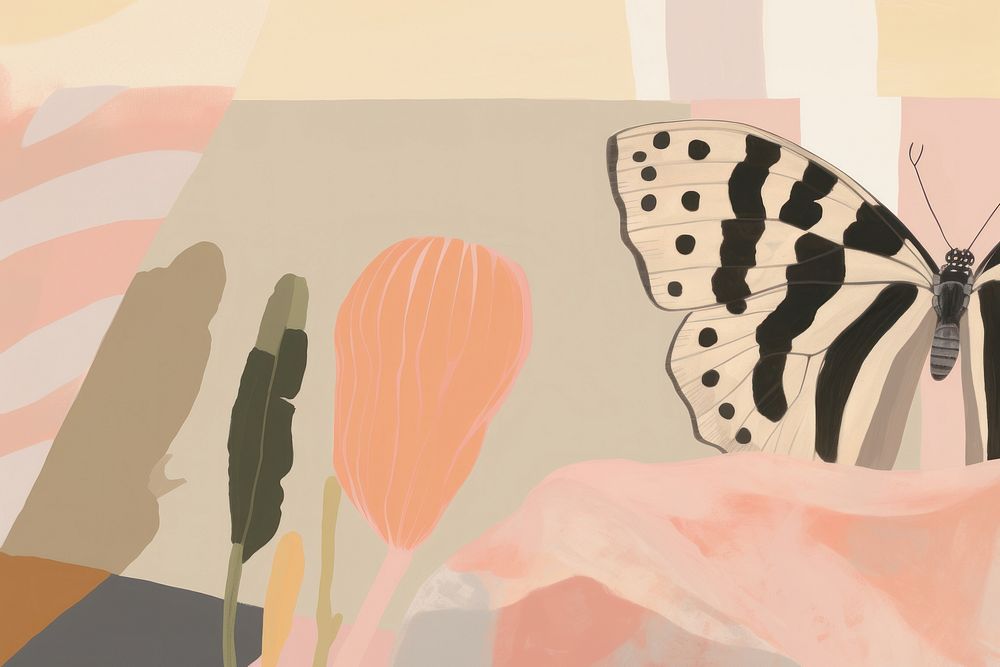 Butterfly memphis background art painting drawing.