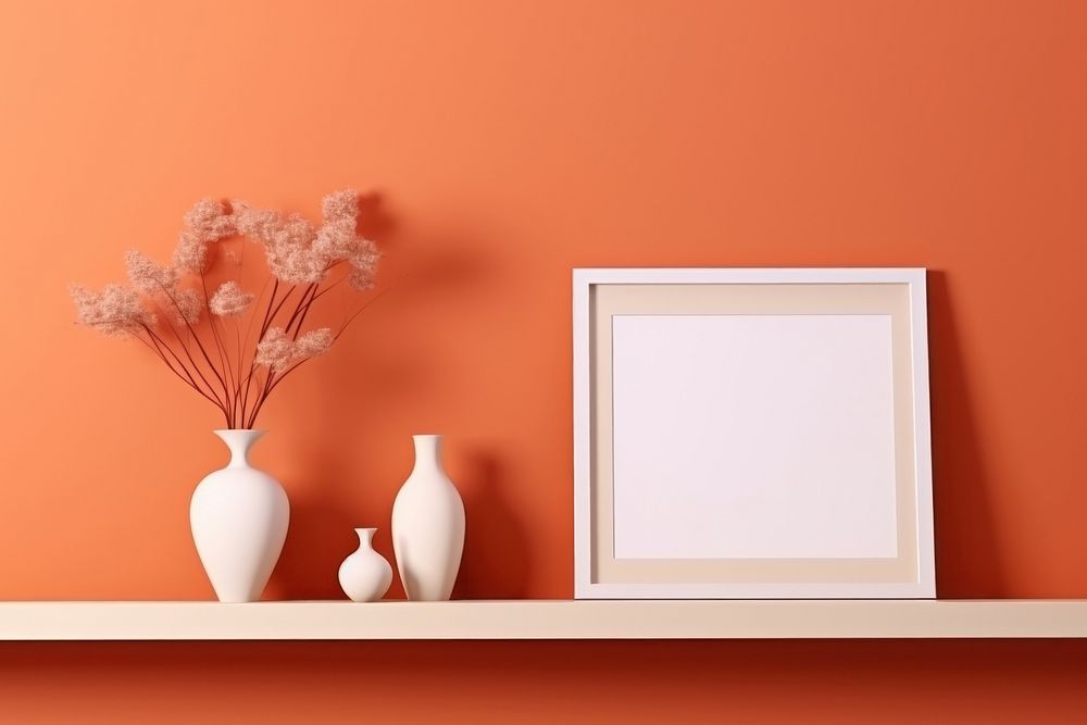 Flowers Picture frame mock up painting room wall. AI generated Image by rawpixel.