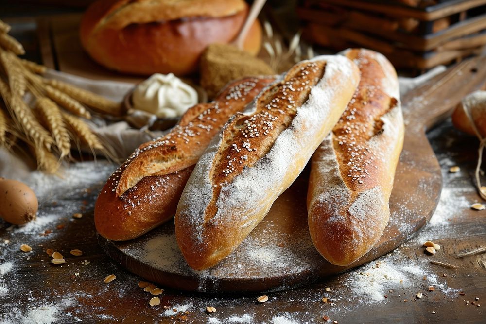 Freshly bake baguette bread food.