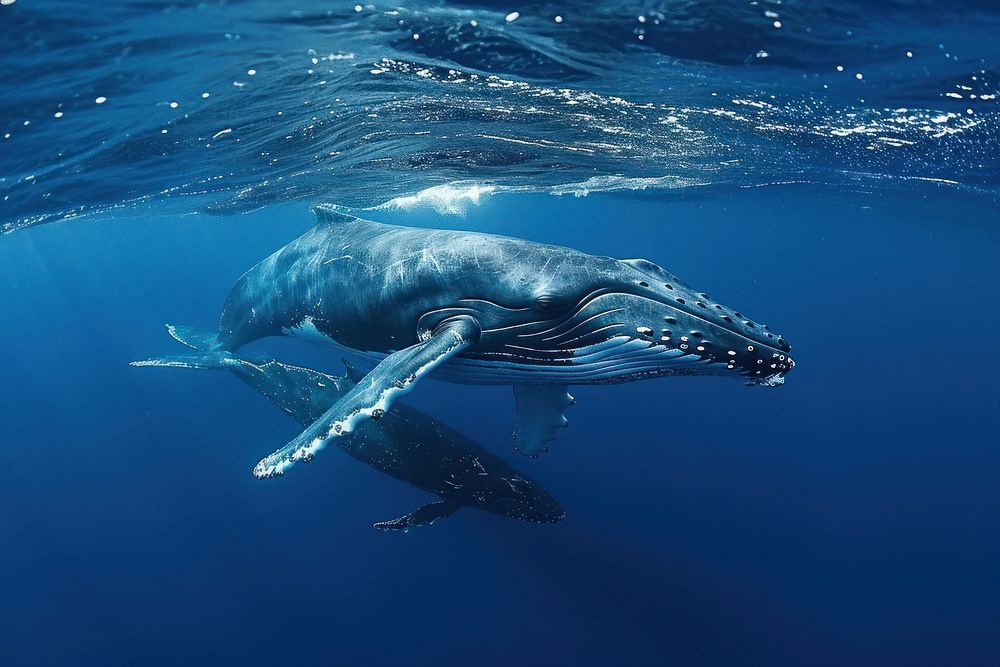 Whale calf animal mammal water. AI generated Image by rawpixel.