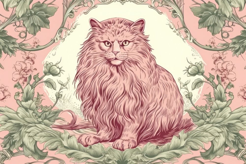 Persian cat wallpaper pattern drawing.