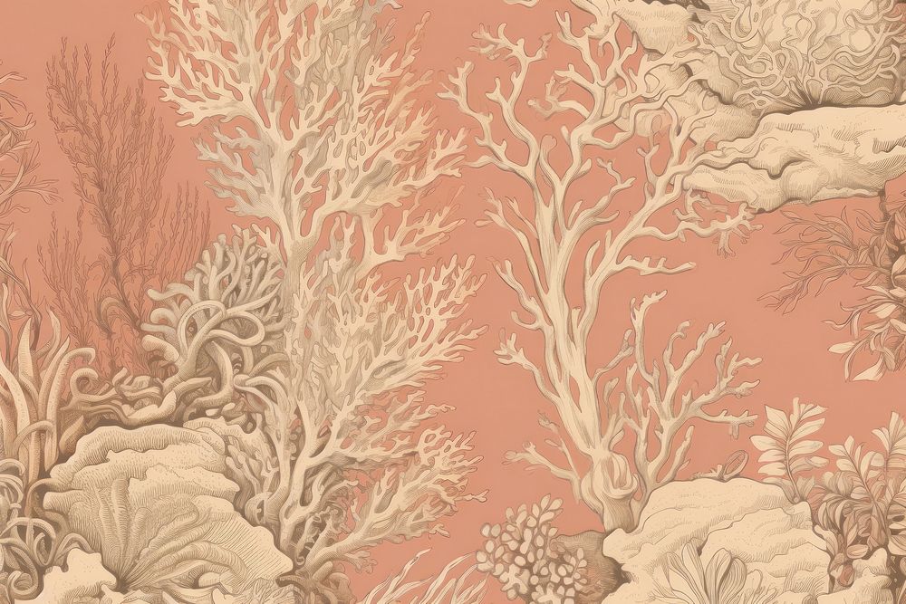 Under the sea coral wallpaper pattern sketch.