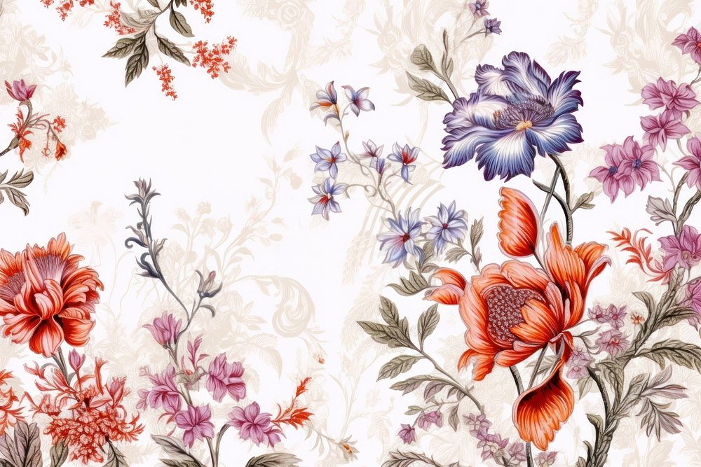 Solid toile wallpaper of cheistmas flowers embroidery pattern plant.