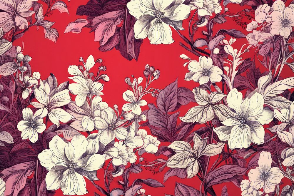 Solid toile wallpaper of christmas flowers pattern plant petal.