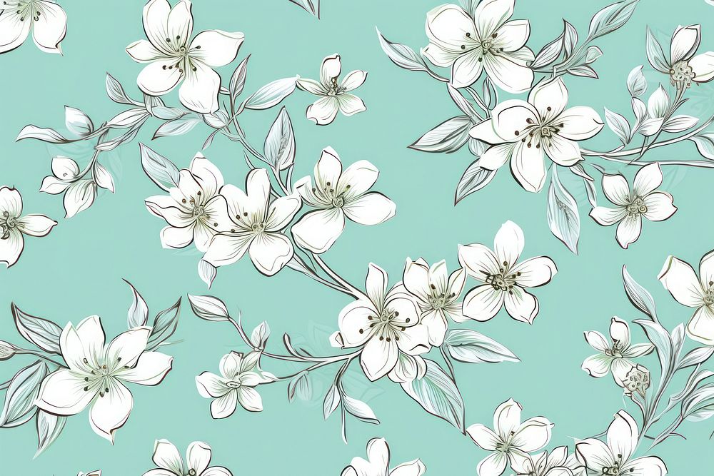 Solid toile wallpaper of jasmine flower blossom pattern plant.