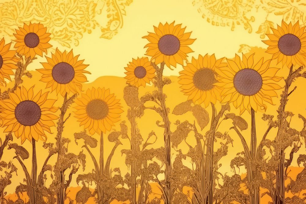 Solid toile wallpaper of sun flower field sunflower landscape pattern.
