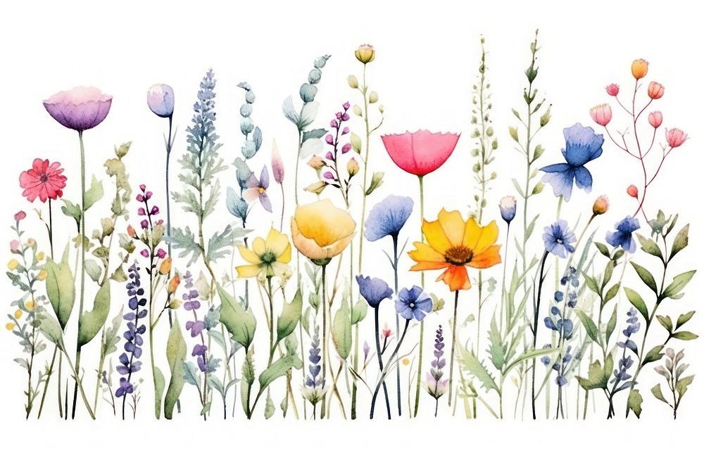 Watercolor wildflowers backgrounds lavender outdoors.