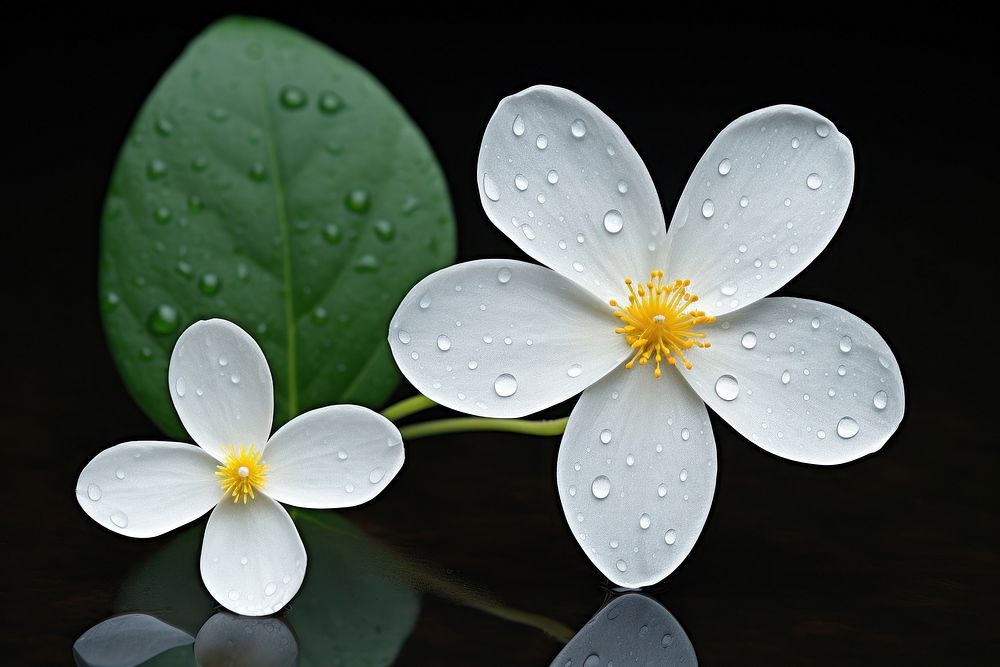 Jasmine with dew drops blossom flower petal.