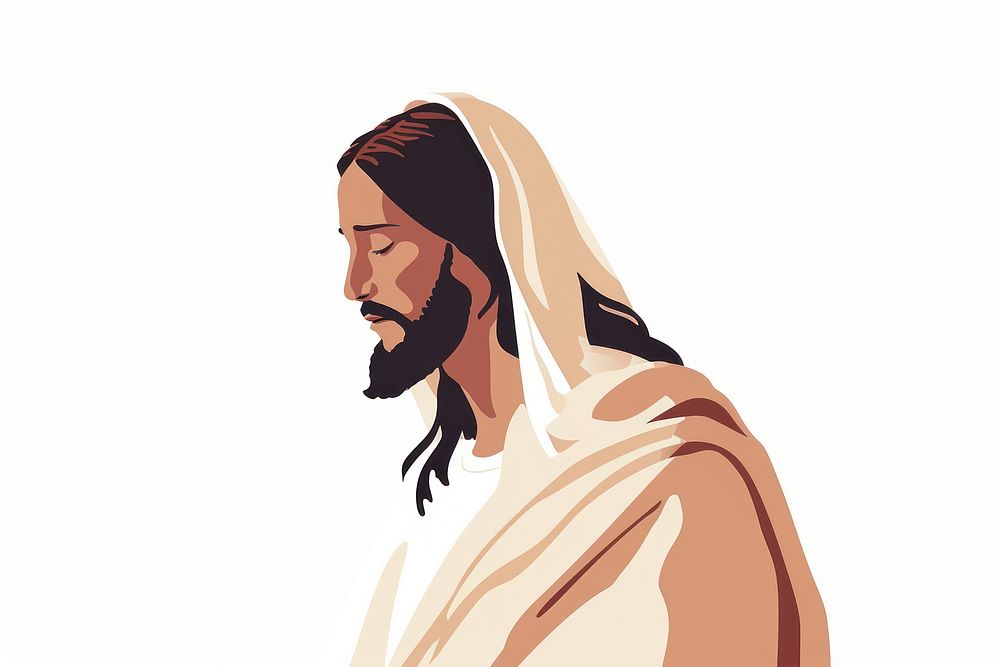 Jesus flat illustration portrait sketch adult.