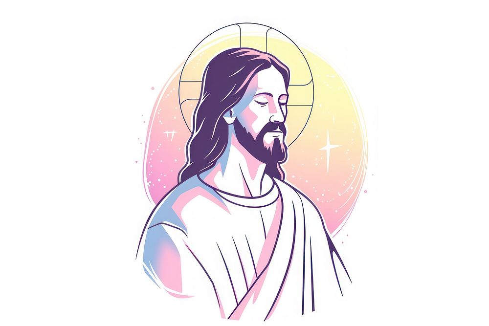 Jesus flat illustration drawing sketch art.