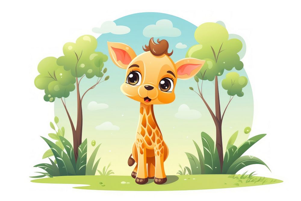 Giraffe wildlife cartoon animal.