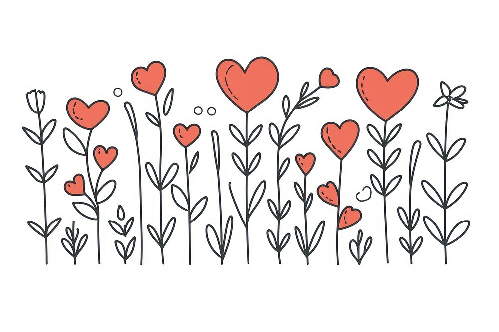 Valentines card pattern drawing sketch.