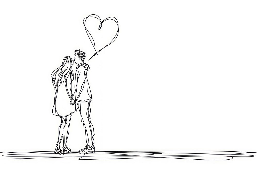 Valentines couple drawing sketch doodle.