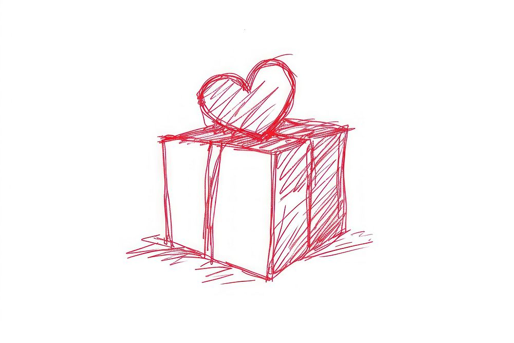 Valentines gift drawing sketch line.