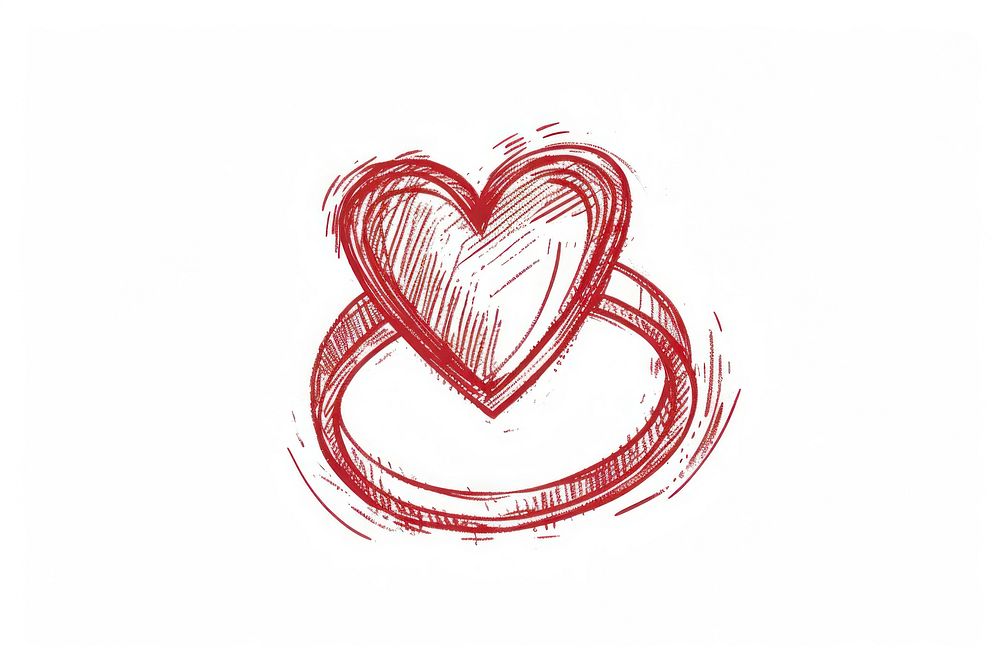 Valentines ring drawing sketch heart.