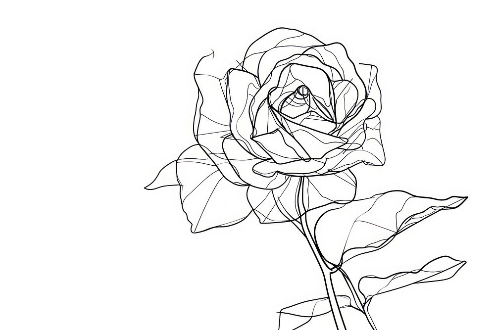 Valentines rose drawing flower sketch.