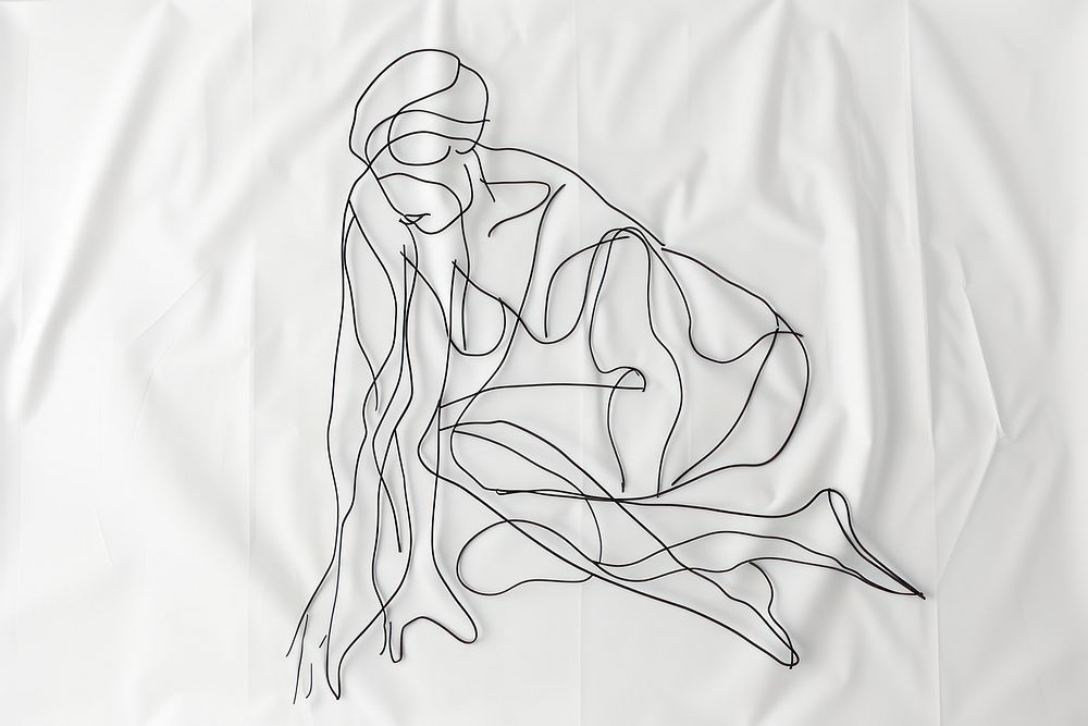 Woman body drawing sketch line.