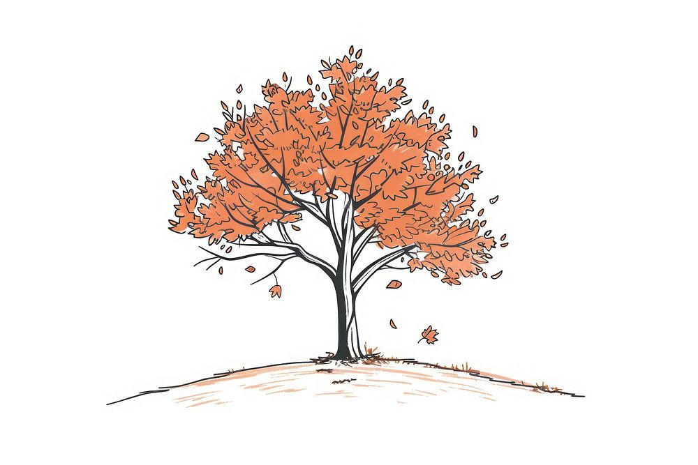 Autumn tree drawing sketch plant.