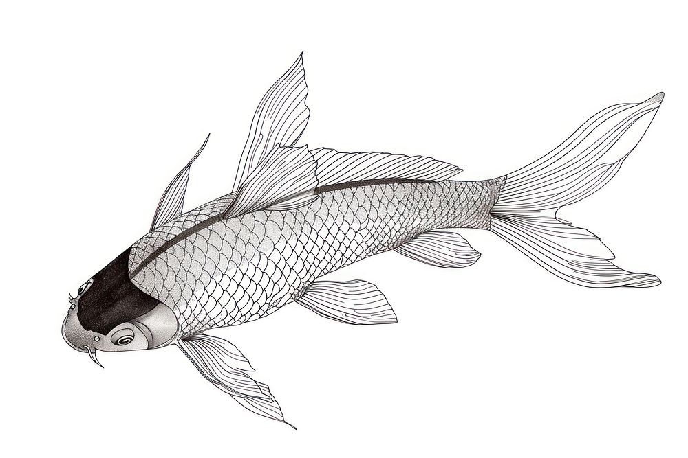 Koi fish drawing seafood animal.