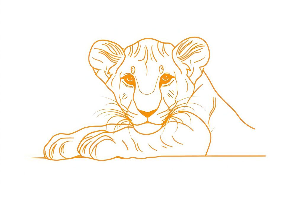 Lion cub wildlife drawing animal.