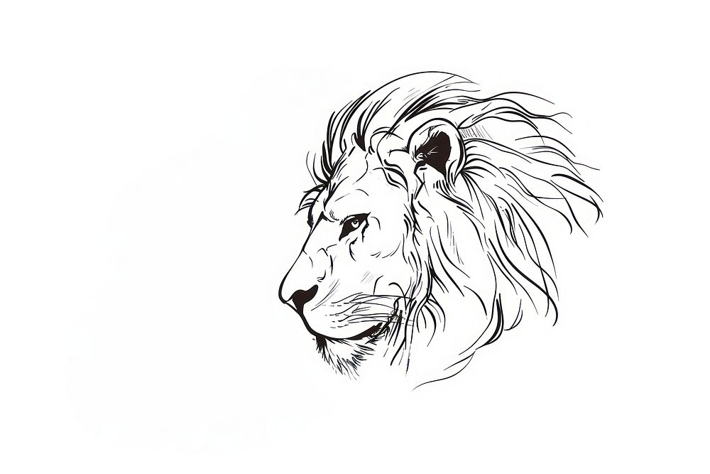 Lion head drawing sketch illustrated.
