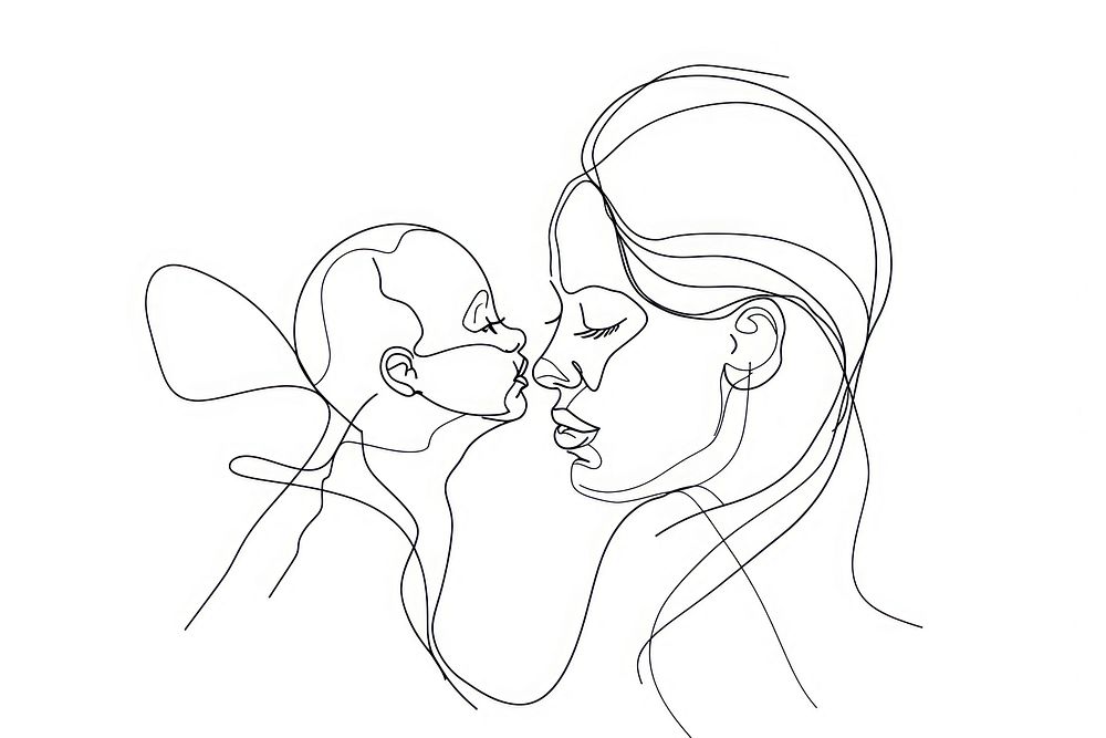 Mother and a baby drawing sketch doodle.