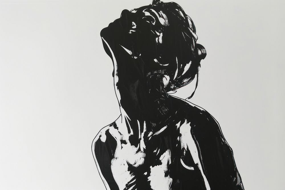Silhouette black adult woman.